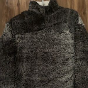 fuzzy black half zip up jacket